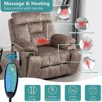 Grand fauteuil inclinable de massage électrique avec fonction de levage, chauffage et porte-gobelet dissimulé