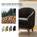 Fauteuil tonneau moderne Augus en bouclette avec pieds en bois massif par HULALA HOME