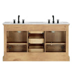 Meuble sous-vasque Hervas avec plateau en marbre naturel, sans miroir