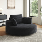 Fauteuil pivotant simple en velours côtelé et chenille avec rembourrage en mousse