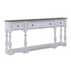Console de hall 72 po blanc antique et écorce vieillie