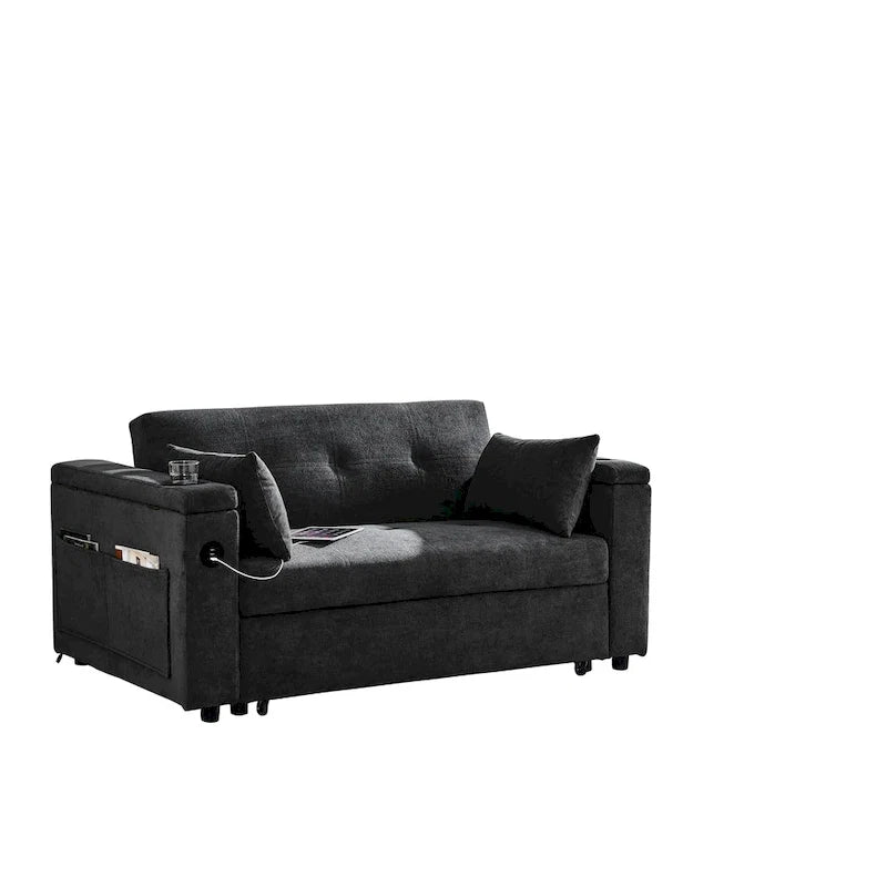 Canapé convertible 54 pouces avec lit gigogne, double assise, fonction relax