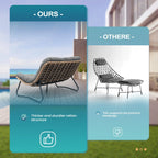 Causeuse double Papasan avec coussin, rotin PE tout temps et cadre en métal pour l'intérieur et l'extérieur