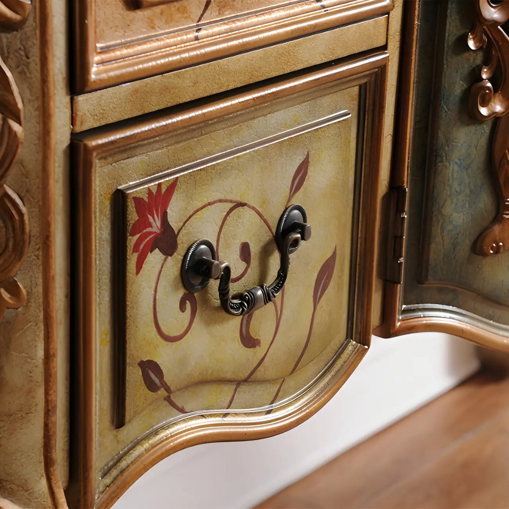 Console de rangement en bois de café avec tiroirs