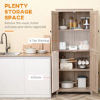 HOMCOM Grand garde-manger de cuisine autoportant de 183 cm, organisateur de rangement à 4 portes avec 4 niveaux et étagères réglables, blanc