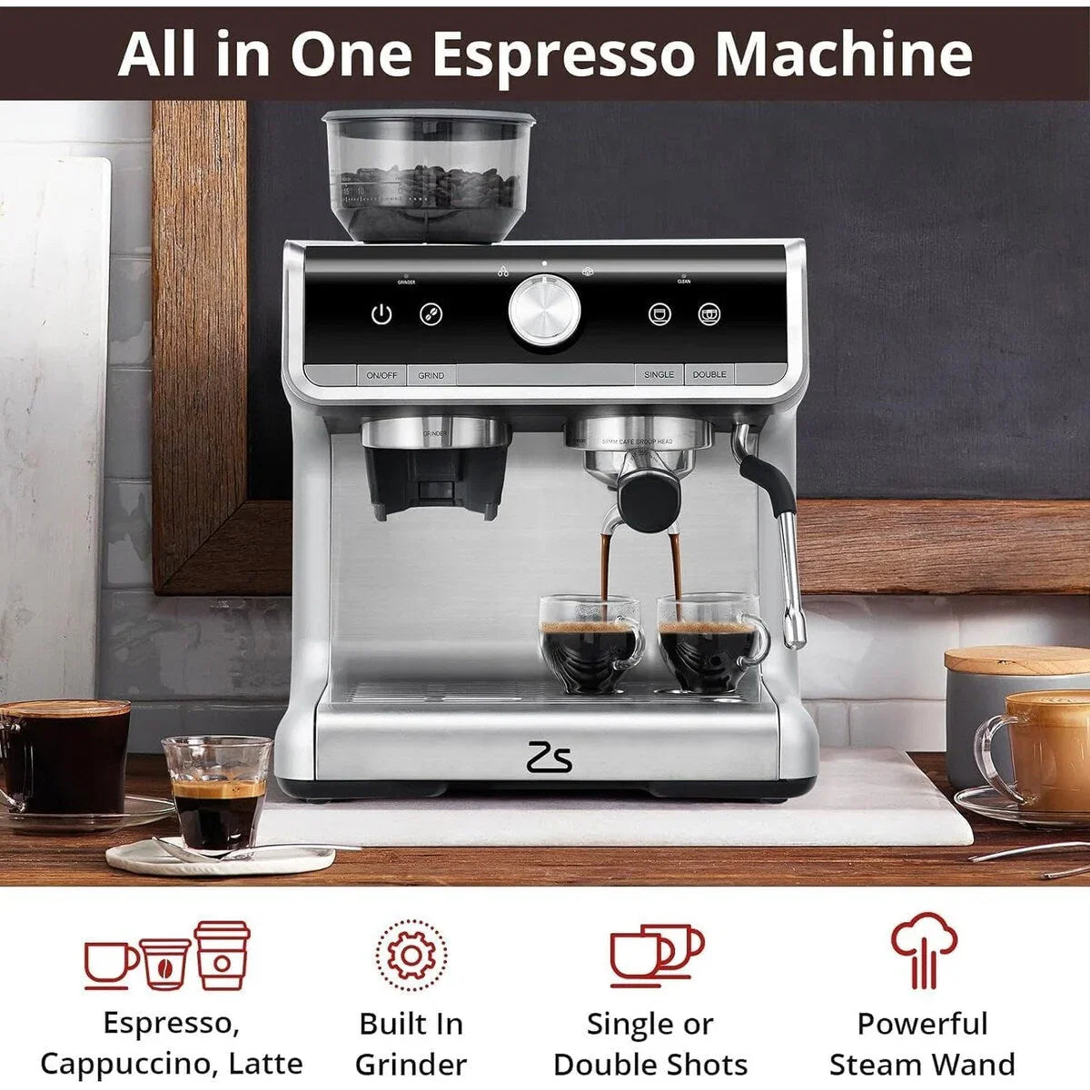 Machine à café expresso, avec moulin, réservoir d'eau de 2,8 L
