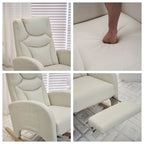 Fauteuil à bascule de puériculture ergonomique en tissu avec repose-pieds réglable