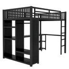 Lit mezzanine taille XL avec armoire intégrée
