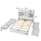 Cadre de lit avec 4 tiroirs de rangement portables sous le lit