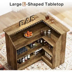 Meuble de bar d'angle avec porte-verres pour pub à domicile