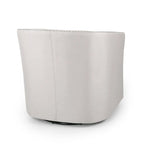 Fauteuil pivotant, style baril rond classique, tissu beige blé