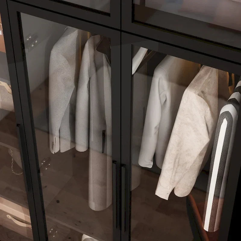 47,2 Grande Armoire LED Lumineuse Placard à Portes en Verre Entièrement en Verre