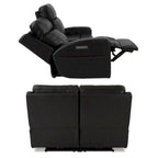 Causeuse inclinable électrique en cuir véritable avec espace de rangement et port de charge USB pour salon