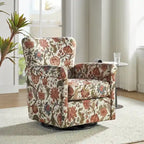 Fauteuil à bascule pivotant Georg en tissu confortable à motif floral avec accoudoirs arrondis par HULALA HOME