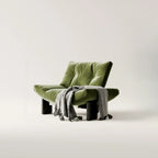 Fauteuil d'appoint contemporain en chenille noire capitonnée sans accoudoirs