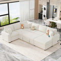 Canapé d'angle en chenille convertible, canapé-lit en forme de L avec pouf de rangement, 3 oreillers et dispositifs de charge