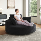 Fauteuil pivotant simple en velours côtelé et chenille avec rembourrage en mousse
