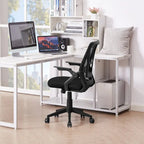 Javlergo Chaise de Bureau Dossier Mi-Hauteur Pivotante avec Support Lombaire, Fauteuil de Bureau Ergonomique en Maille avec Accoudoirs