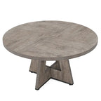 Table à manger ronde de 120 cm pour 4 personnes, table de salle à manger/cuisine/salon en bois style ferme