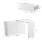 Commode pivotante 32,7H et bureau coiffeuse 6 tiroirs Blanc/Noir