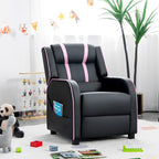 Fauteuil inclinable pour enfants Gymax Canapé ergonomique en cuir avec repose-pieds