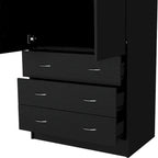 19 Armoire moderne à deux portes avec 3 tiroirs et 1 tringle de penderie pour chambre à coucher