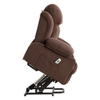 Fauteuil inclinable électrique gris avec massage chauffant, chargement USB, télécommande et poches latérales pratiques pour les personnes âgées