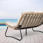 Causeuse double Papasan avec coussin, rotin PE tout temps et cadre en métal pour l'intérieur et l'extérieur