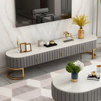 Meuble TV de rangement 79 Glam en marbre gris avec pieds