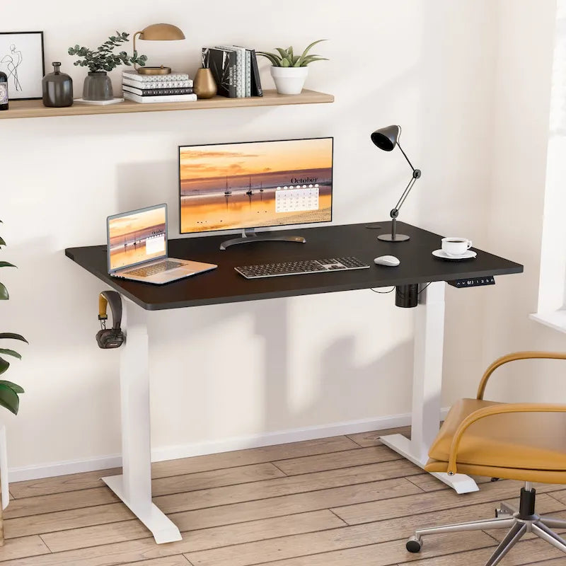 Futzca Bureau assis debout électrique réglable en hauteur avec plateau en épicéa