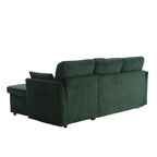 Canapé d'angle réversible en velours côtelé/chenille avec chaise longue de rangement et poche latérale