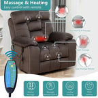 Grand fauteuil inclinable de massage électrique avec fonction de levage, chauffage et porte-gobelet dissimulé