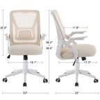 Javlergo Chaise de Bureau Dossier Mi-Hauteur Pivotante avec Support Lombaire, Fauteuil de Bureau Ergonomique en Maille avec Accoudoirs