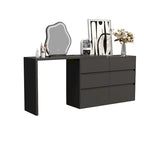 Commode pivotante 32,7H et bureau coiffeuse 6 tiroirs Blanc/Noir