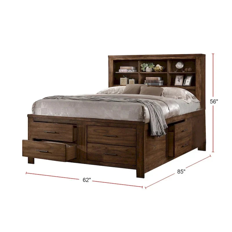 Lit 6 tiroirs sous le lit en noyer