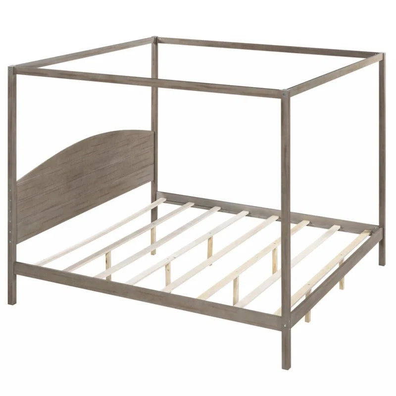 Lit à baldaquin Queen Size avec tête de lit et pieds de support