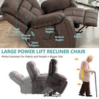 Grand fauteuil inclinable de massage électrique avec fonction de levage, chauffage et porte-gobelet dissimulé