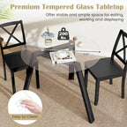 Table de salle à manger ronde en verre Costway 36" pour 4 personnes avec plateau en verre trempé - Voir détails