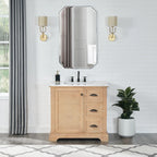 Meuble sous-vasque Hervas avec plateau en marbre naturel, sans miroir