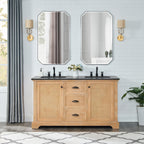 Meuble sous-vasque Hervas avec plateau en marbre naturel, sans miroir