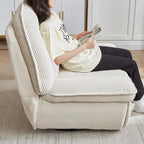 Fauteuil inclinable pivotant et coulissant en velours côtelé avec repose-pieds pour salon