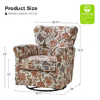 Fauteuil à bascule pivotant Georg en tissu confortable à motif floral avec accoudoirs arrondis par HULALA HOME
