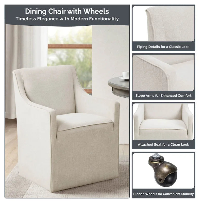 Chaise de salle à manger Charlotte avec roulettes