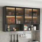 Armoire de cuisine murale grise en bois pour rangement