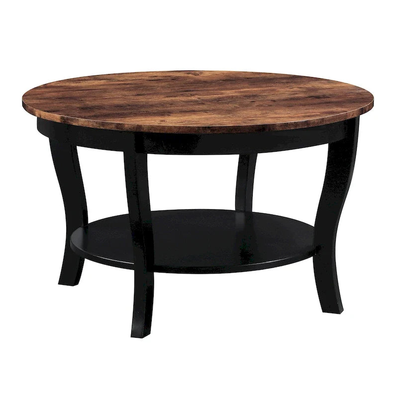 Table basse ronde avec étagère