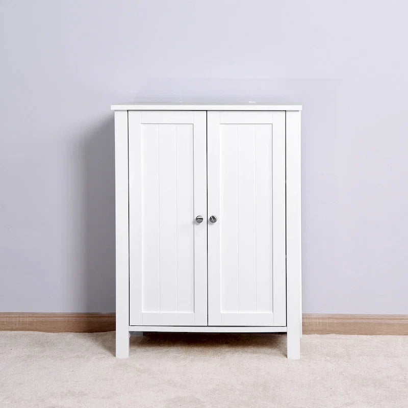 Meuble de Rangement au Sol pour Salle de Bain avec Double Porte