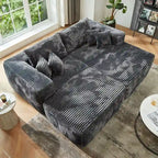 HOOOWOOO Canapé d'angle moderne en peluche avec pouf amovible