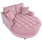 Canapé-lit Chenille avec dossier touffeté et 2 oreillers détachables pour le salon