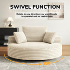 Fauteuil pivotant simple en velours côtelé et chenille avec rembourrage en mousse