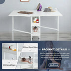 Table artisanale réglable en hauteur avec étagères de rangement, table de coupe pliante mobile pour bureau à domicile, salle de couture, salle d'artisanat